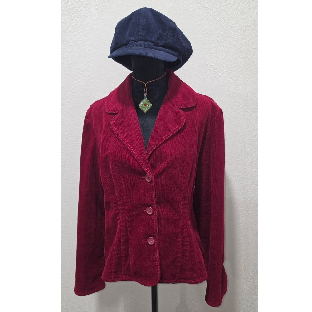 Vintage Burgundy Red A.M.I. Corduroy Blazer Jacket Womens Large Stretch